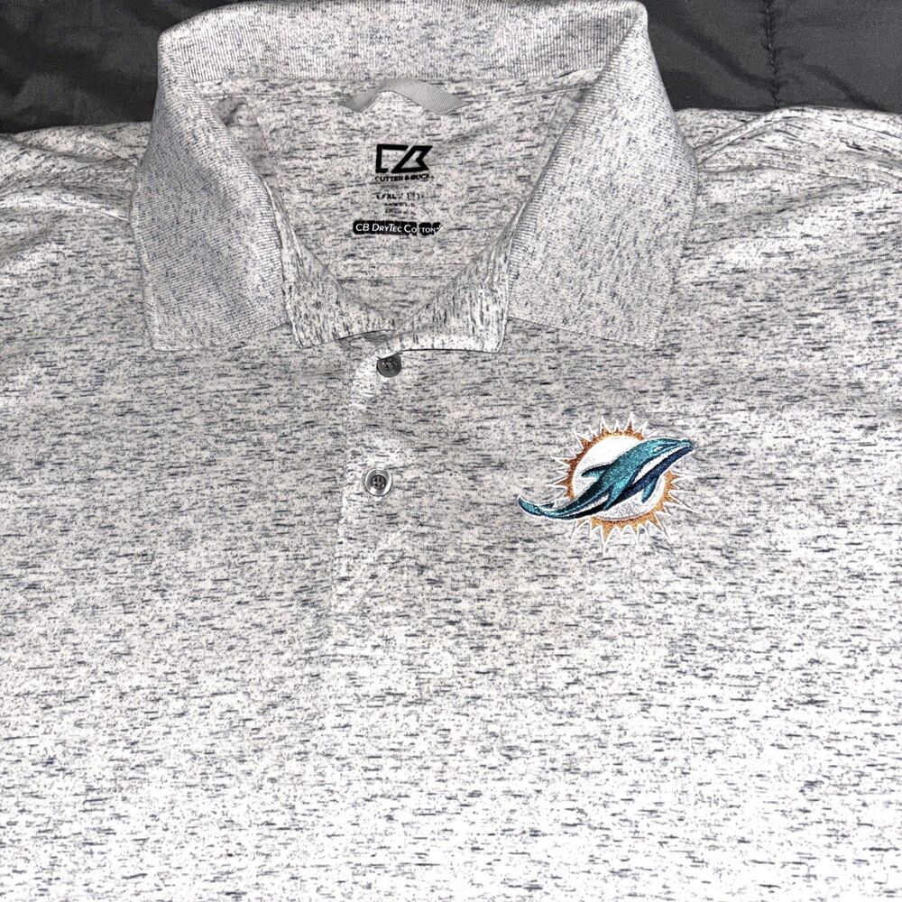 Cutter&Buck Miami Dolphins Men's Polo Shirt Size 3XL Gray CB DryTec NFL Football